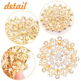 2 Pieces Vintage Austrian Crystal Rhinestone Flower Brooches Golden Silver Plated Large Flower Shape Brooch Pins for Women Wedding Banquet Anniversary Christmas