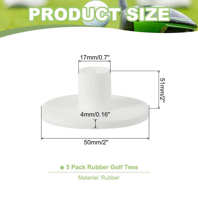 PATIKIL Rubber Golf Tee, 5 Pack 2 Inch Golf Practice