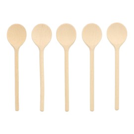 5 x Hofmeister® wooden cooking spoons, 16 cm, natural product: handmade, plastic-free, no scratches in the pot, untreated, heat-resistant, antibacterial mixing spoon made of beech, round