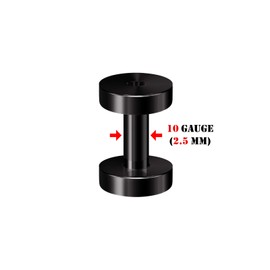 BIG GAUGES Pair of Stainless Steel 10g Gauge 2.5mm Black Anodized Screw flesh Tunnels Piercing Earring Stretcher Ear Plugs Lobe BG3794