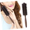 SAFIGLE Ergonomic Twill Wood Handle Bristle Brush Round Comb for