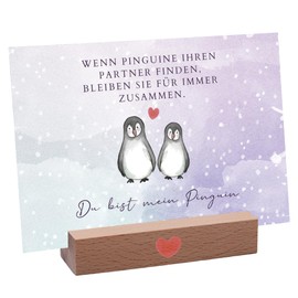 Interluxe Card Holder with Card - Wenn Penguins ihren Partner - Greeting Card Holder Photo Holder Card Stand Place Card Holder Made of Wood
