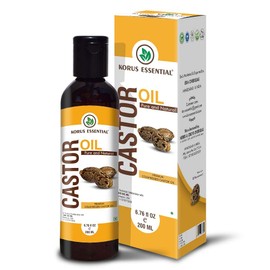 Korus Essential Cold Pressed Castor Oil for Hair Growth, Moisturizing, Healing, Eyelashes 200ml