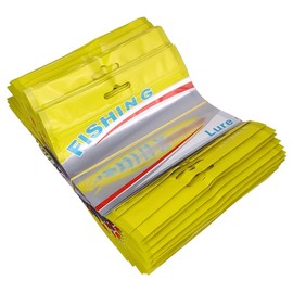 DTECGOUG 10pcs Plastic Soft Bait Bag, Portable self Sealing Fishing Hook Packaging, Waterproof Storage Bag, Used to Store Soft Plastic Bait, Bait, Fishing Gear, and Fishing Accessories (Yellow)