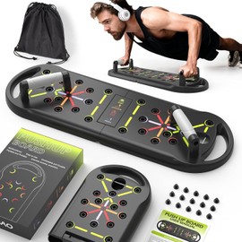 Foldable Push Up Board for Home Workout, Portable Pushup Bar System with Resistance Bands for Chest, Arms, Abs and Core