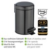 WENKO 3 Litre Anti-Fingerprint Bin, Stainless steel, Black, 17 x