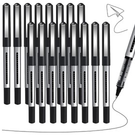 Rollerball Pens Black Ink, 16 Pack Black Gel Pens, 0.5mm Liquid Ink Quick-Drying Ballpoint Pens, Writing Pens for Writing, Journaling, Black Pens for School & Office Supplies