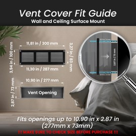 Repa Market 2-Pack 12x4 Inch Air Vent Cover/Black Galvanized Steel Louvered Grill Cover with Mesh Screen/Wall or Ceiling Vent/Durable Flush Mount HVAC Register for Indoor and Outdoor Ventilation