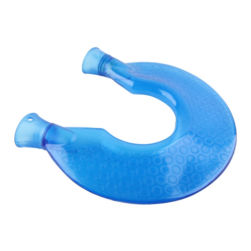 1400ml U Shaped Hot Water Bag Translucent Blue PVC Heating