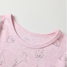 Owlivia Toddler Pajamas, 100% Organic Cotton Baby Long Sleeve Pajama Sets, Boy Girl 2-Piece Sleepwear(4 Years, Pink Rabbit)