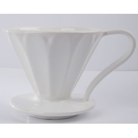 ALIES V60 Pour Over Coffee Dripper - Ceramic Slow Brewing with Special design Drip Hole for Home, Cafe -Easy Manual Brew Maker Retains Heat -Marbled Design -#02 brewing paper (Lotus White)