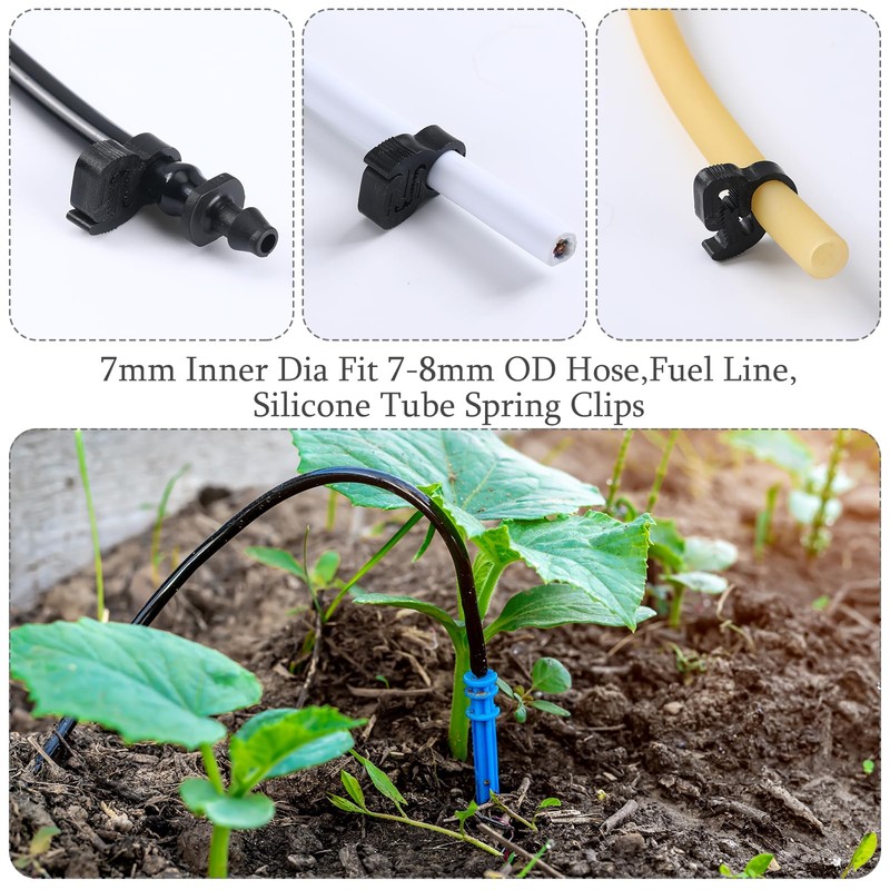 DaisyInner 25 Pcs 1/4" Irrigation Hose Clamps Double Gripping Nylon