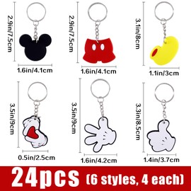 24 Pcs Mouse Keychain, Cute Mouse Silicone Keychain for Mouse Theme Party Favors Pendant, Mouse Birthday Party Supplies