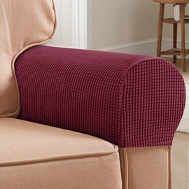 Armrest Chair Covers, 1 Pair Stretch Armrest Chair Anti-Slip Furniture Protector Slipcovers Elastic Removable Chair Sofa Couch Protector Stretch Fit for Armchairs Sofa Couches Recliner (Burgundy)