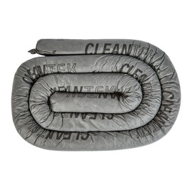 Restaurantware Absorbent Socks 4 Pack of 3" x 144" Heavy Duty Water Absorbing Snakes Non-Flammable Gray Polypropylene Oil Spill Barriers for Chemical Fluids, Industrial Cleanup, Garages, Labs