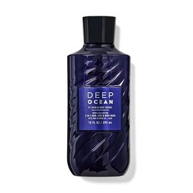 Bath and Body mens 3 in 1 hair face and body wash with vitamin Shower gel (10 fl oz / 295 ml, Deep Ocean)