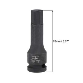 TA-VIGOR Impact Hex Bit Socket, 1/2" Drive x H14 (14mm) Allen Key Socket, Premium CR-MO Steel Bits, Hex Bit with 78mm Length for Torque Wrench, Ratchet Wrench, Impact Power Drills