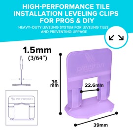 Peygran Compact Tile Leveling System Spacer Clips: 1/16” (1.5 mm) 500 PCS – Heavy-Duty, High-Performance Spacers, Leveling Clips for PROS & DIY Home Improvement