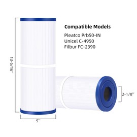 Havuzpas C-4950 Spa Filter Replaces Unicel C-4950, Pleatco PRB50-IN, Guardian 413-212-02, Filbur FC-2390, 373045, 03FIL1600, 17-2380, Jacuzzi J210/J220/J235/J245/J275, 5X13 Hot Tub Filter, 2Pack