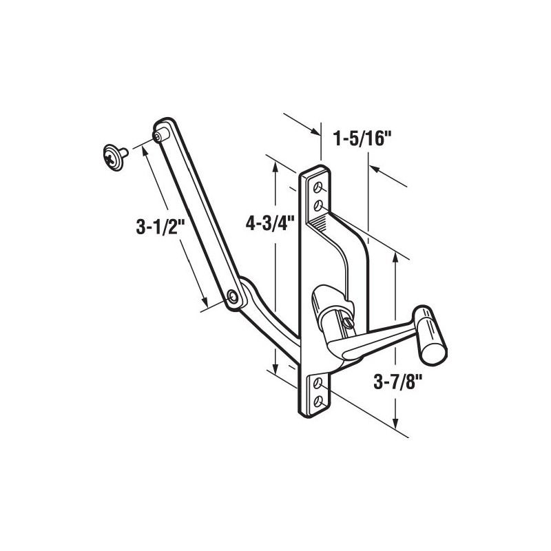 Prime-Line H 3548 Jalousie Operator, 3-1/2 In. Link, Aluminum, Crank