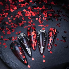 Halloween Vampire Nail Art Glitter Blood Cross Nail Sequins Decoration (Red and Black)