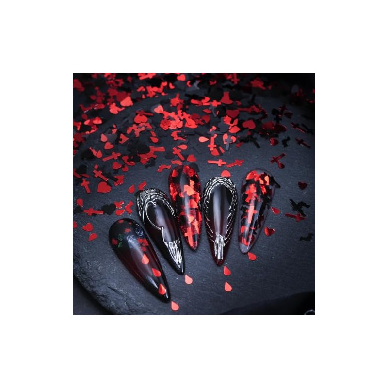 Halloween Vampire Nail Art Glitter Blood Cross Nail Sequins Decoration