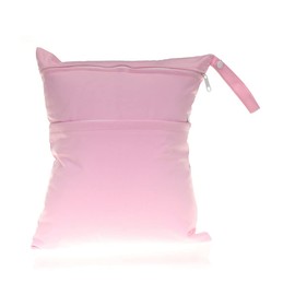 Yurosiay Large Baby Wet Bag, Waterproof Nappy Bag, Wet Bag, Double Zip, Washable Fabric Nappy Bag, Wet and Dry Nappy Bag, Organiser for Baby On the Go 30 x 36 cm, Pink