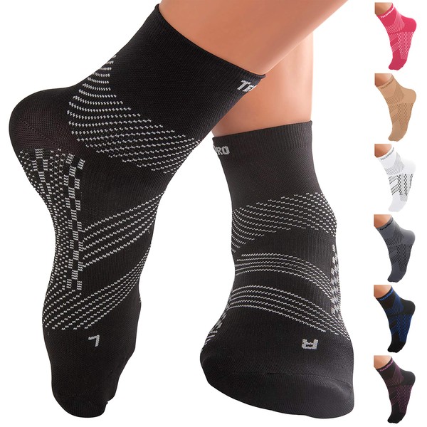 TechWare Pro Ankle Compression Socks-Plantar Fasciitis Sock & Foot Support. Achilles Tendonitis Brace & Arch Support for Heel Pain Relief. Injury Recovery & Prevention. Men & Women 1 Pair