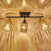 AIBISOD 3-Light Rattan Ceiling Lighting Kits Track Lighting Fixture with
