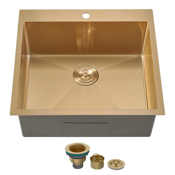 SHACO 18x18 Inch Gold Bar Sink, 18 Inch Drop In