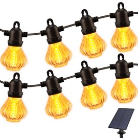 Solar String Lights for Outside, 31FT Solar String Lights Outdoor Waterproof with 10 Flickering Flame LED Bulbs, Solar Powered Solar Patio Lights for Yard Patio Porch Garden Party Holiday Decorations