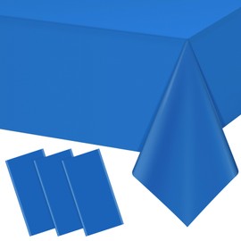 3 Pack Royal Blue Plastic Tablecloth for Rectangle Tables, Premium Decorative Blue Disposable Table Cloths for Parties, Rectangle Party Table Cover for Birthday, Wedding, Anniversary, 54 x 108 Inch
