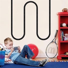 Highway Wall Decals Speedway Wall Sticker for Boys Room Race Car Road Wall Stickers Peel and Stick Border Decals for Wall Road Track Wall Stickers for Kids Room Bedroom Playroom Nursery Decor