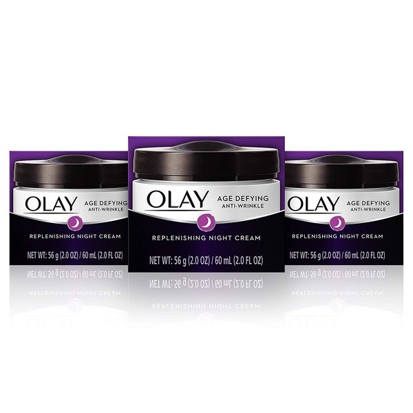 Olay Age Defying Anti-Wrinkle Replenishing Night Face Cream, 2.0 Ounce, 3 Count