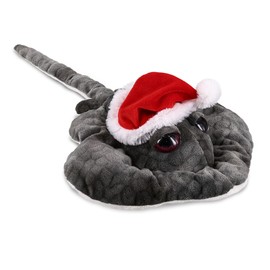DolliBu Santa Grey Stingray Stuffed Animal Plush Toy - Super Soft Wild Animal Dress Up with Red Santa Claus Outfit, Cute Wildlife Gift, Holiday with Name Personalization - 18 Inches