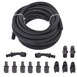 waltyotur 6AN 25 Feet 3/8 Complete LS Fuel Injection Line Fitting Adapter Kit W/13pcs 6AN Push Lock Swivel Fitting Hose Ends Kit