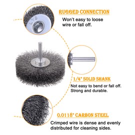 Rocaris 4 Pack Wire Wheel Brush for Drill Attachment, 3 Inch Heavy Duty Brushes for Paint, Rust & Corrosion Removal, 0.0118" Carbon Steel, 1/4in Shank, 20000RPM