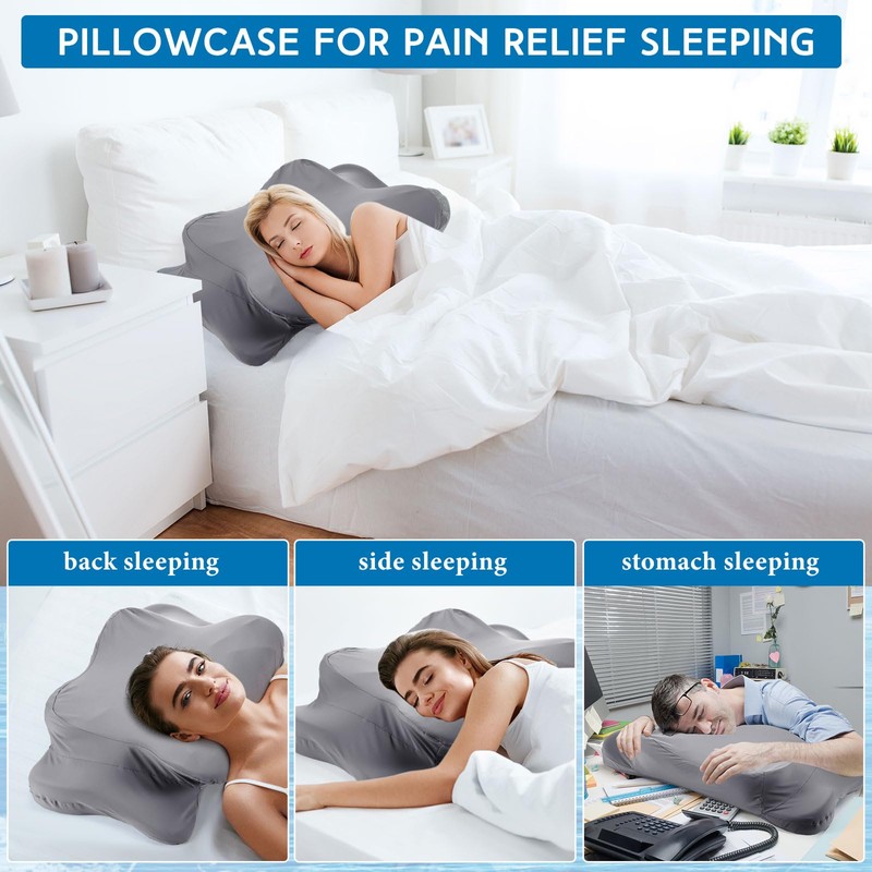 Hahafelt 2 Pcs Cooling Cervical Neck Pillowcase with Envelope Closure