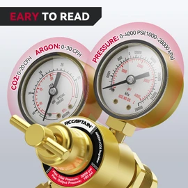 ARCCAPTAIN Argon CO2 Regulators Gauges Gas Welding, Regulator for MIG and TIG, 0-4000 PSI, 0-30+ CFH, CGA580 Inlet Connection
