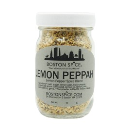 Boston Spice Lemon Peppah Seasoning Mix Handmade Real Lemon Pepper Blend Seafood Poultry Vegetables (1/2 Cup Jar wt. 3.7oz/105g)