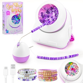 2-in-1 Bead Spinner for Clay Bead Seed Bead Jewelry Making, Cordless Electric Clay Bead Spinner Rechargeable with 2 Beading Needles Beading Supplies for Making Waist, Bracelets, Necklace(Purple)