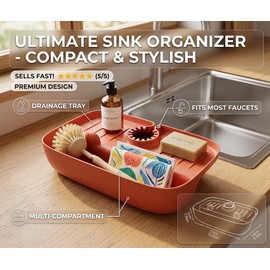 Silicone Sink Faucet Splash Guard with Drain Rack and Sponge Holder