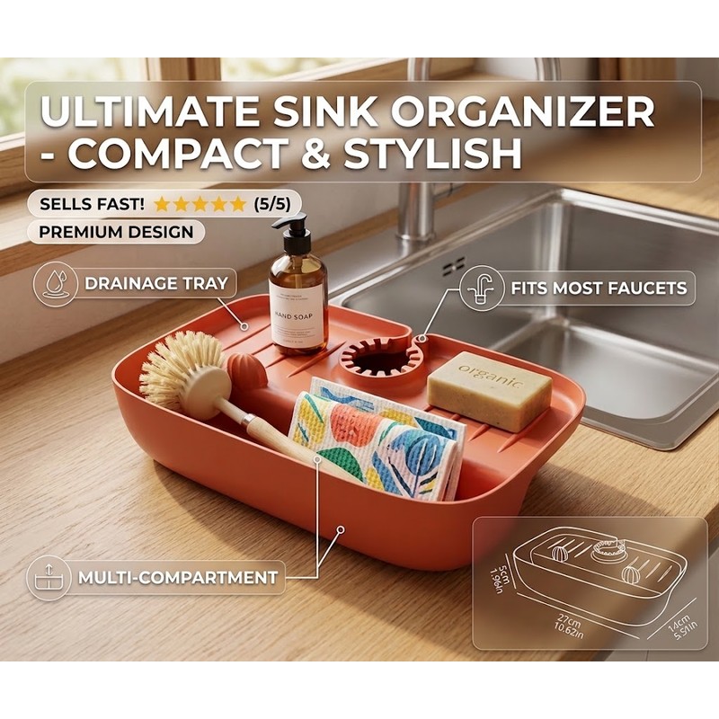 Silicone Sink Faucet Splash Guard with Drain Rack and Sponge