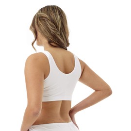 Underworks Mastectomy Bra con bolsillo – almohadillas para orejas de pecho incluidas – Ajustable – Algodón Comodidad y Ocio, Blanco, 3G
