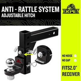 XPE Adjustable Trailer Hitch Ball Mount Fits 2-Inch Receiver, 9-1/2" Drop/ 8-1/4" Rise Drop Hitch, Tow Hitch for Heavy Duty Truck with Stainless Steel Pins and Lock