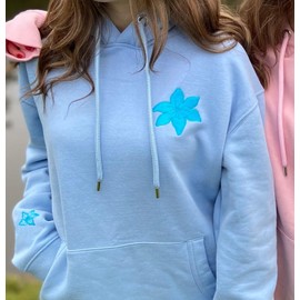 Meiweileya Y2k Embroidered Cute Hoodies for Women Teens Girls Flower Graphic Sweatshirt Preppy Beach Coastal Clothes Streetwear Hibiscus Blue