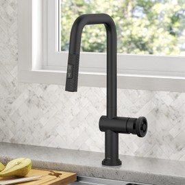 KRAUS Urbix Industrial Pull-Down Single Handle Kitchen Faucet in Matte Black, KPF-3126MB