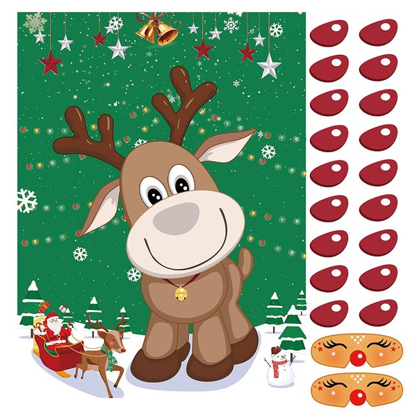 VEYLIN Pin the Nose on the Reindeer Christmas Family Fun