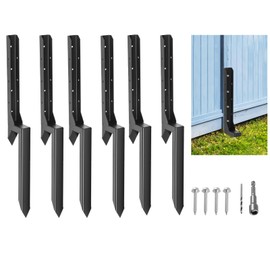 Colinktool 6Pack Fence Post Repair Stakes Kit, Heavy-Duty Metal Fence Post Repair Anchor, Decking Posts, Support 4x4/6x6 Garden Broken Wood Fence Post