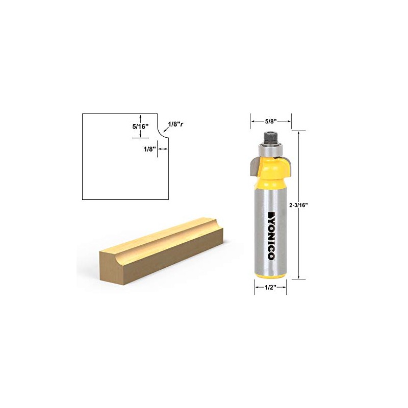 YONICO Cove Router Bits Edge Forming 1/8-Inch Radius 1/2-Inch Shank